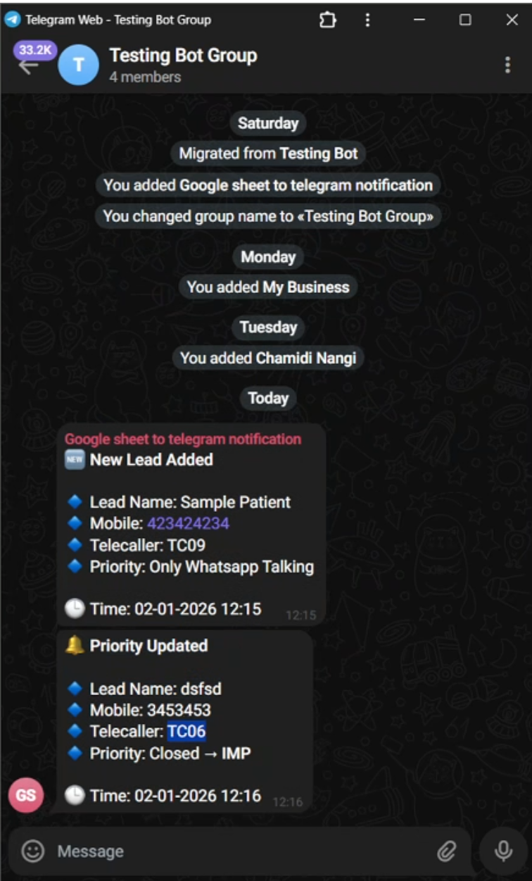 Telegram Bot with Google Sheets